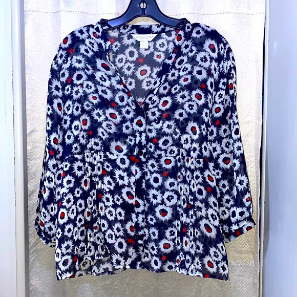 🌻 Christopher & Banks 3/4-sleeve Sheer Top - Picture 1 of 7